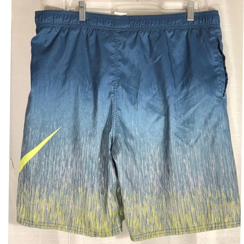 NIke Blue‎ Fade Rain Swim Shorts Neon Yellow size Large 9